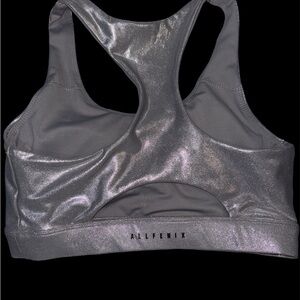All Fenix Women's Metallic Silver Sports Bra
